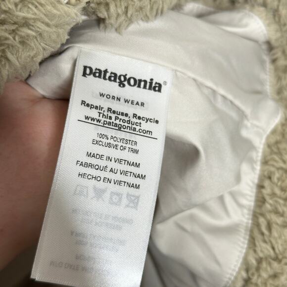 PATAGONIA Los Gatos Teddy Shaggy Fleece Vest Tan Khaki Beige Sz L - Picture 5 of 6